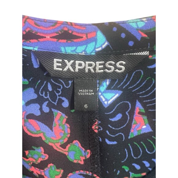 Express Women Blue Paisley Bell Sleeve Fit And Flare Maxi Dress Size 6 - Picture 10 of 12